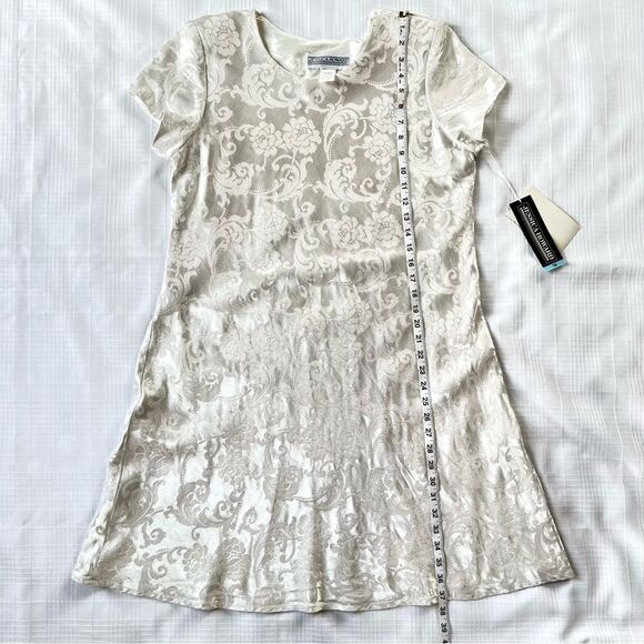 Vintage Jessica Howard Brocade Floral Princess Cut Cream Cocktail Dress - Picture 6 of 14